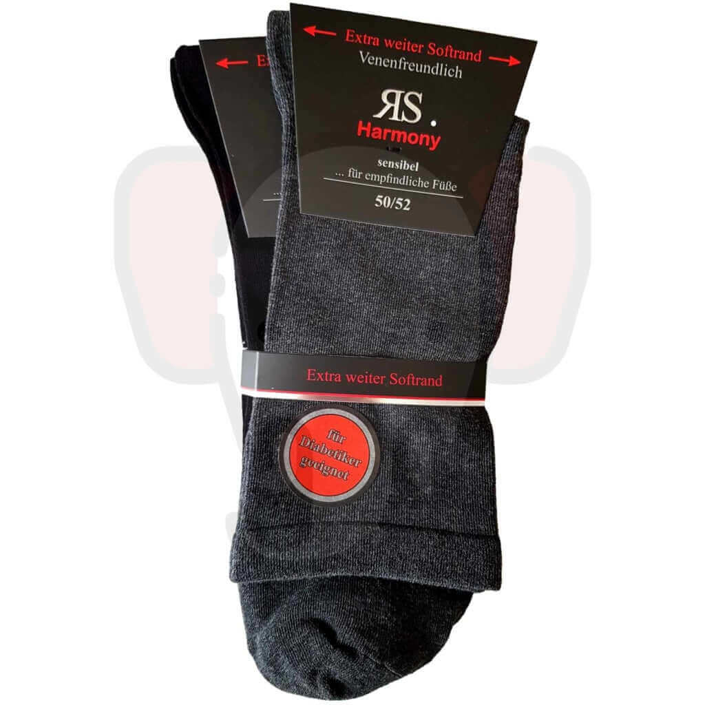 Chaussettes Extra Larges Grande Taille Mollet Fort - 2 Paires 50/52 / Noir/anthracite