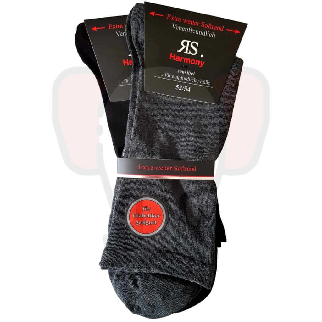 Chaussettes Extra Larges Grande Taille Mollet Fort - 2 Paires 52/54 / Noir/anthracite