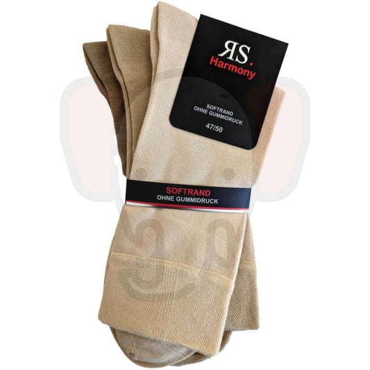 Chaussettes Grande Taille Coton Homme - 3 Paires 47/50 / Beige Clair/Camel/Beige Foncé Blanches