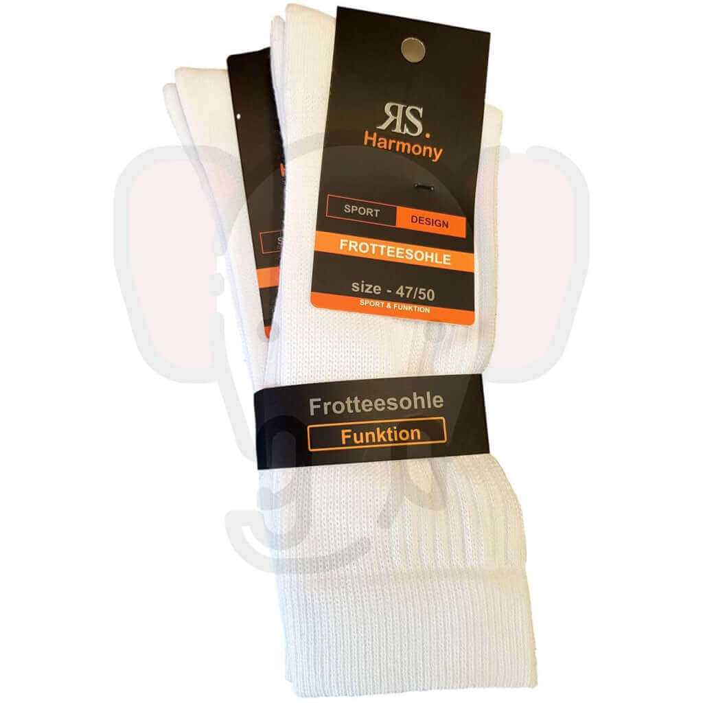 Chaussette Sport Semelle Bouclettes Grande Taille Homme - 2 Paires 47/50 / Blanc Chaussettes